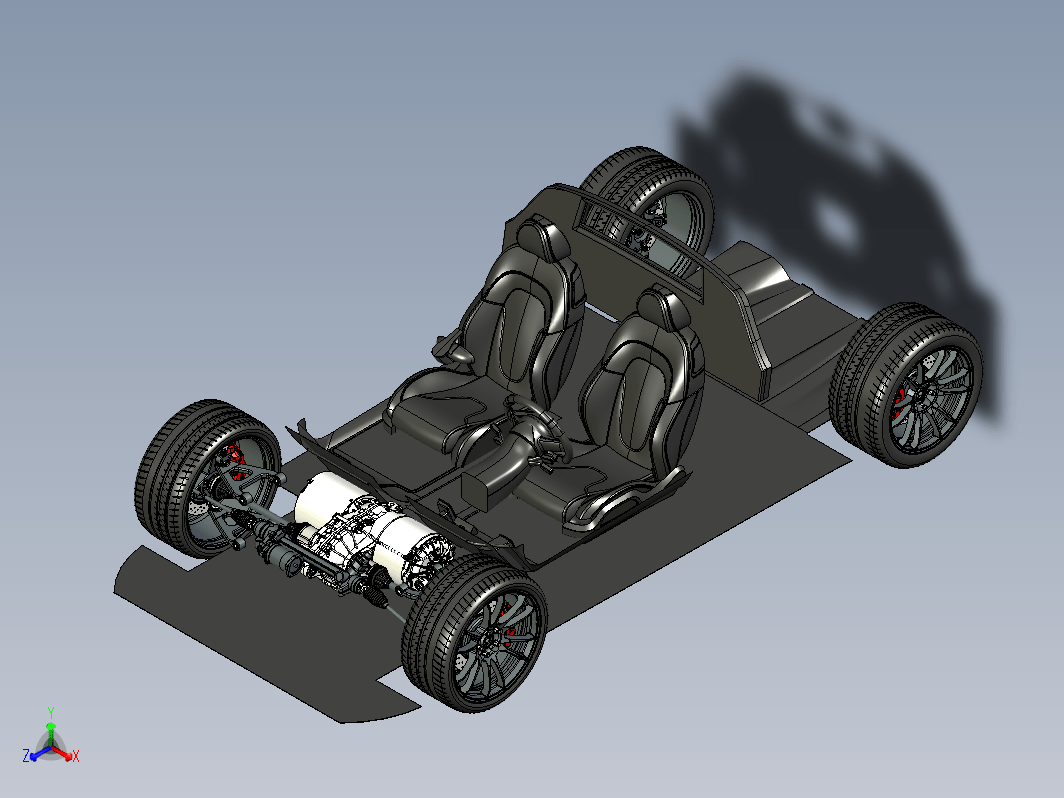 纯电动跑车模型（含悬架 刹车 电机等）Audi R8 E-Tron