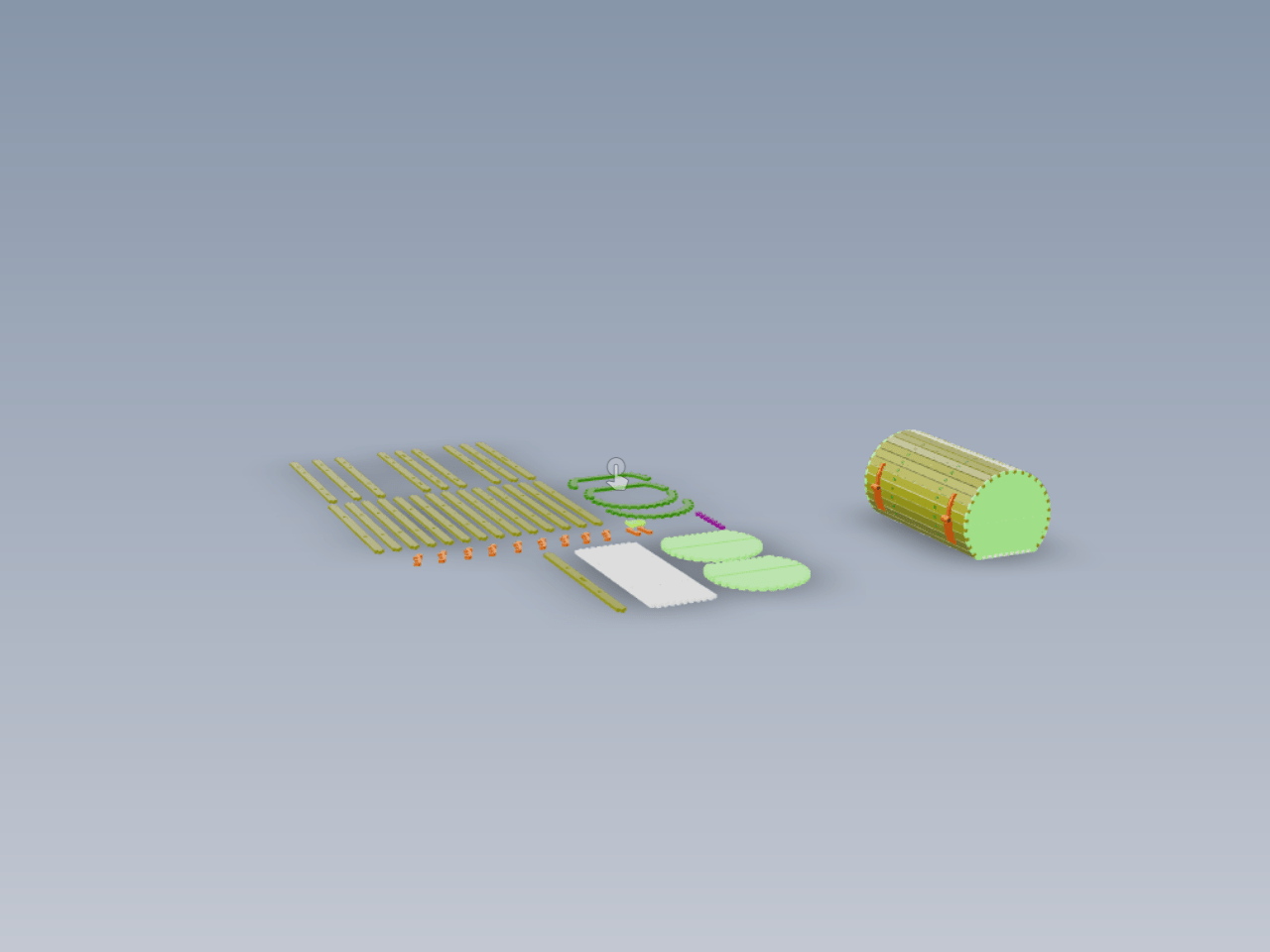 玩具圆桶箱模型激光雕刻