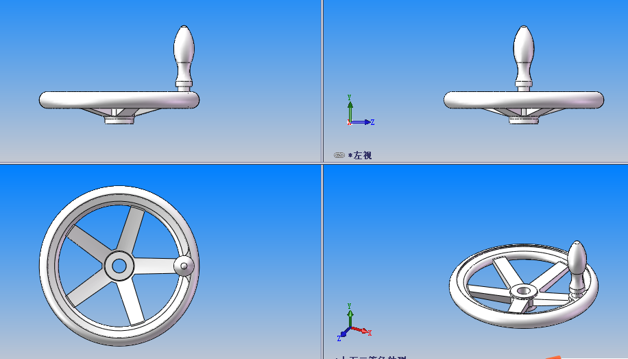 DIN 950-D 带旋转手柄的轮辐手轮_ 共11种型号三维SW2012无参