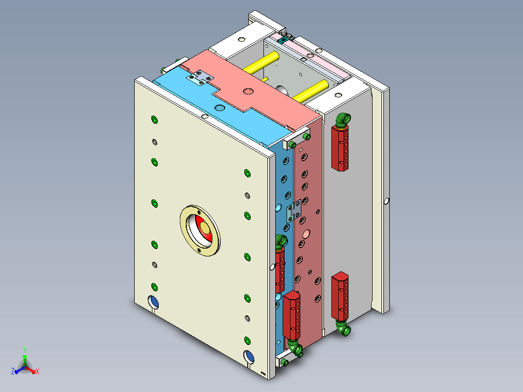 详细汽车立柱模具设计-含进胶，顶出，水路系统