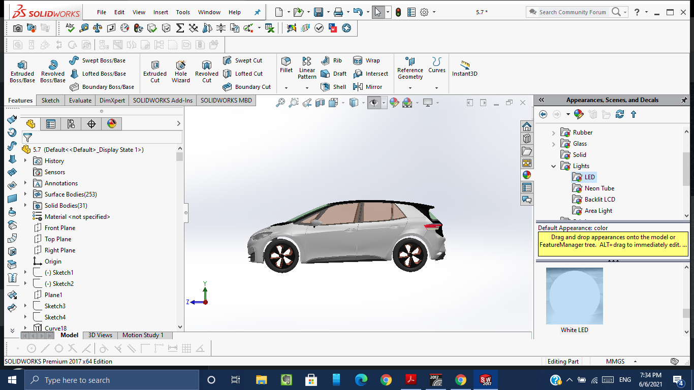 volkswagen ID3新型电动汽车外壳