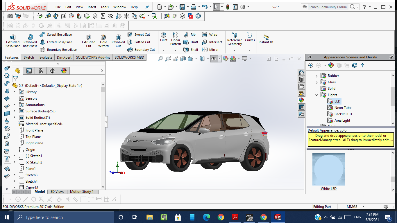 volkswagen ID3新型电动汽车外壳