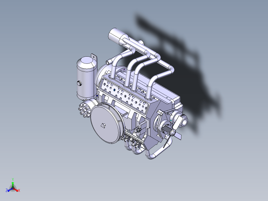 微型水冷V8发动机模型图纸