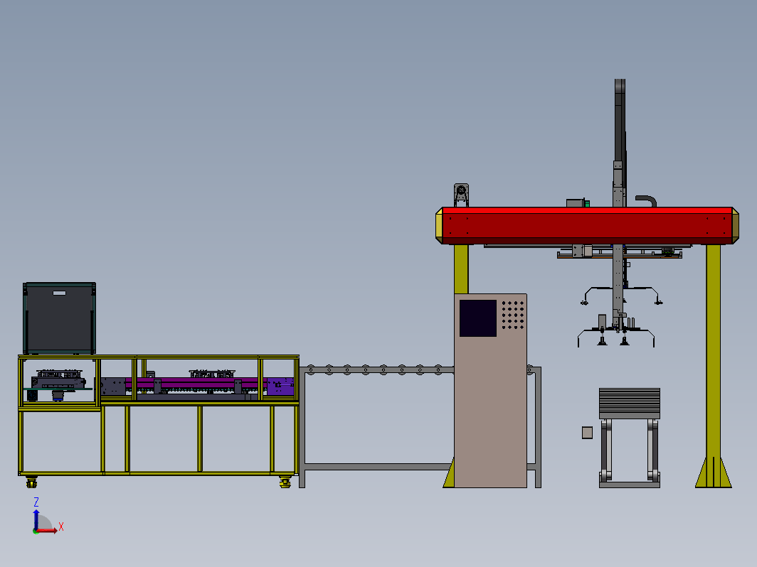 电子物料自动检测生产线设计，滚筒输送检测，龙门抓取上料
