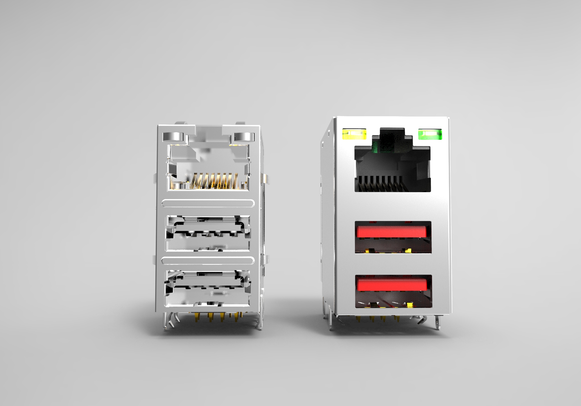 RJ45网口与USB接口模型