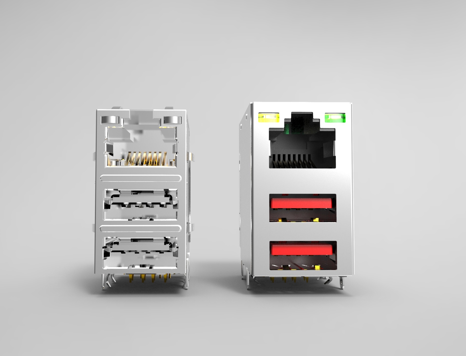 RJ45网口与USB接口模型