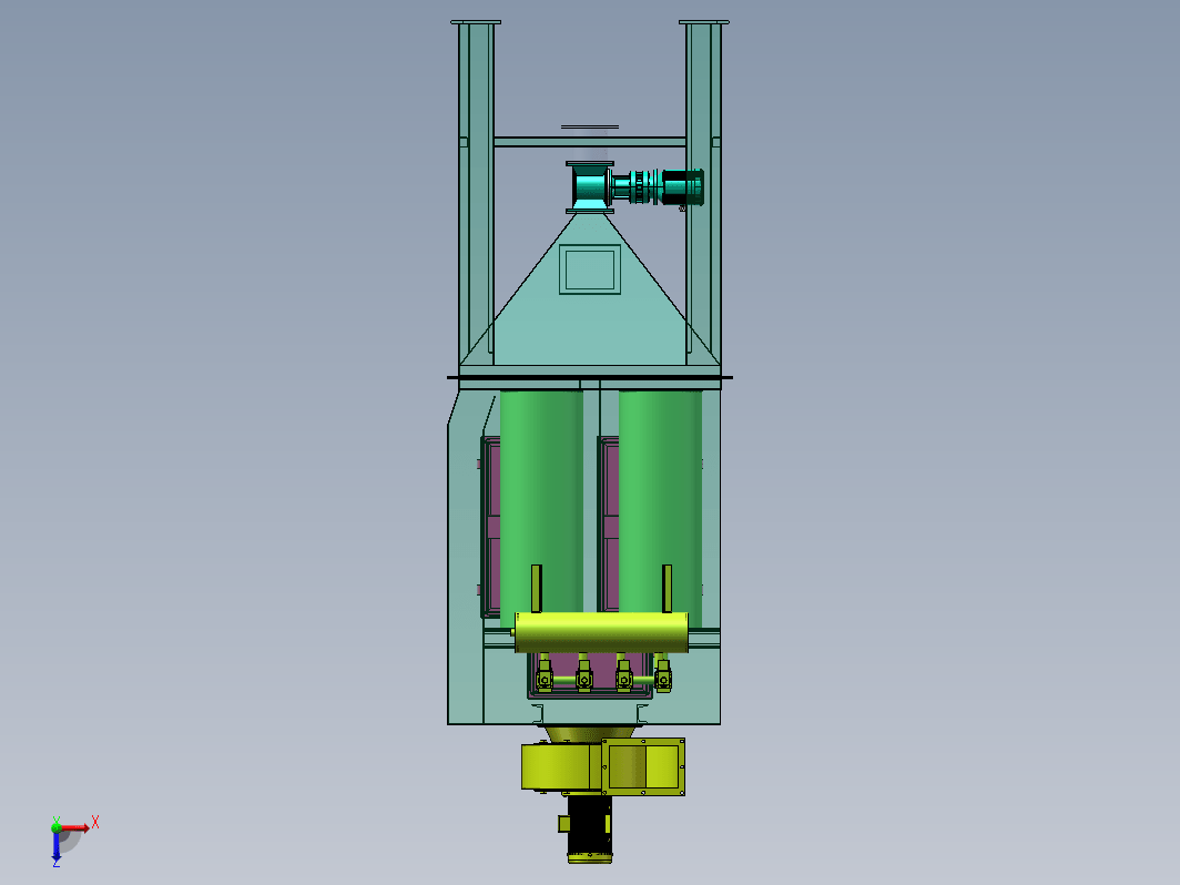 4滤筒除尘器3D+工程图