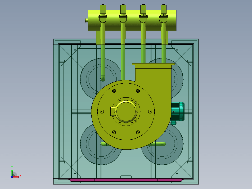 4滤筒除尘器3D+工程图