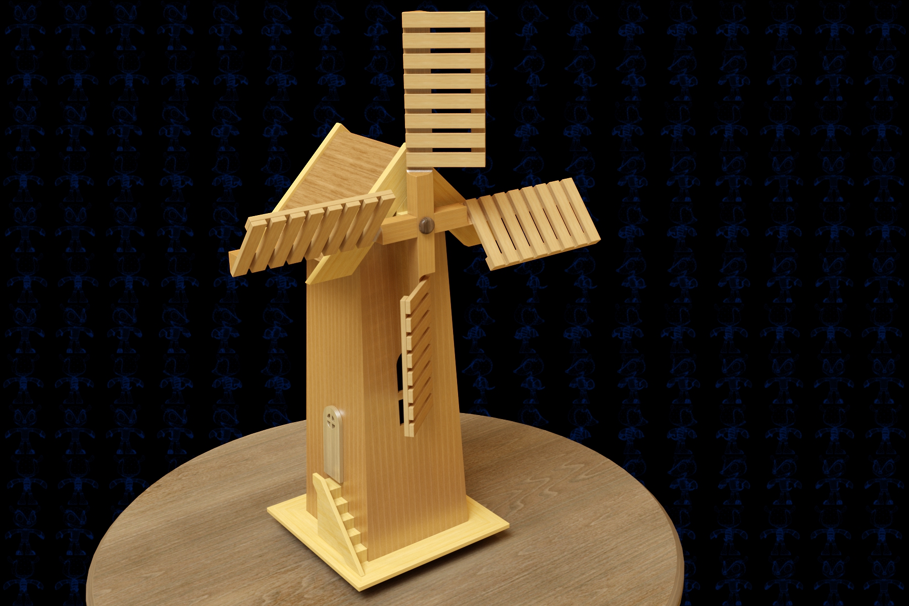 风车木制玩具模型