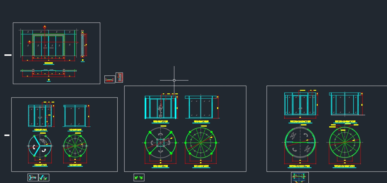 多款电动平移门及自动旋转门设计详图CAD图纸