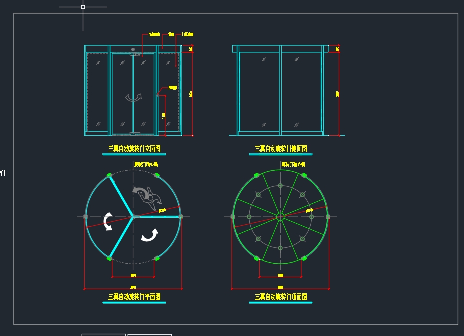 多款电动平移门及自动旋转门设计详图CAD图纸