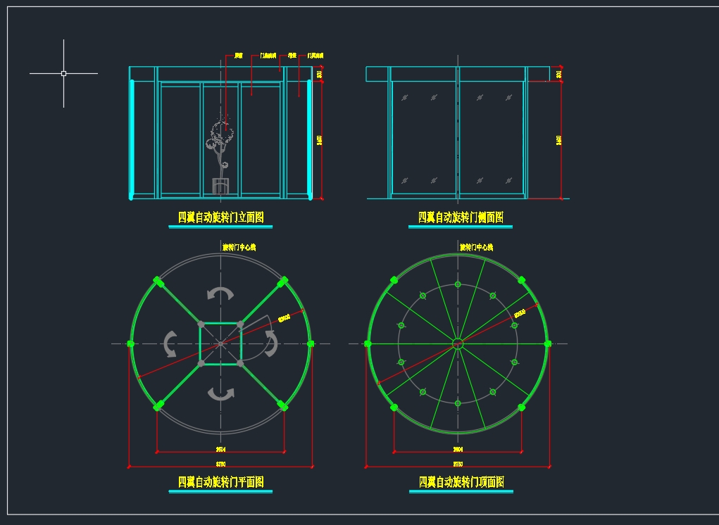 多款电动平移门及自动旋转门设计详图CAD图纸