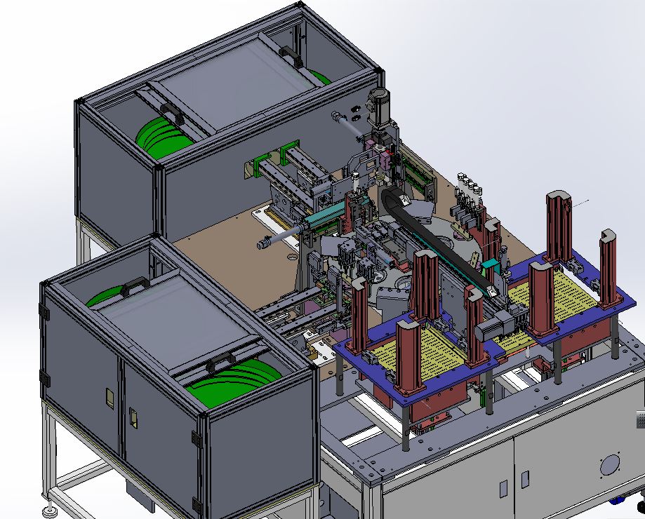 按钮开关弹性杆组装机3D模型+工程图+BOM表