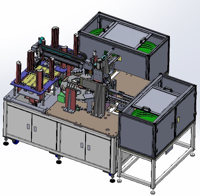 按钮开关弹性杆组装机3D模型+工程图+BOM表