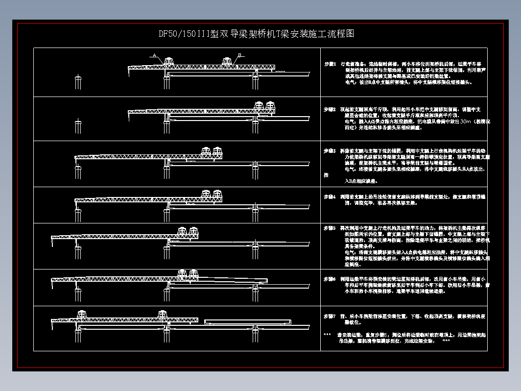 DF50架桥机安装T梁施工工艺流程图