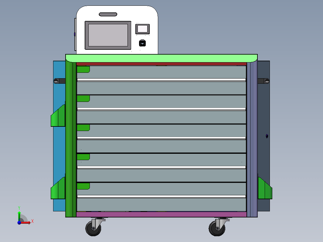 RFID工具车三维SW2021带参