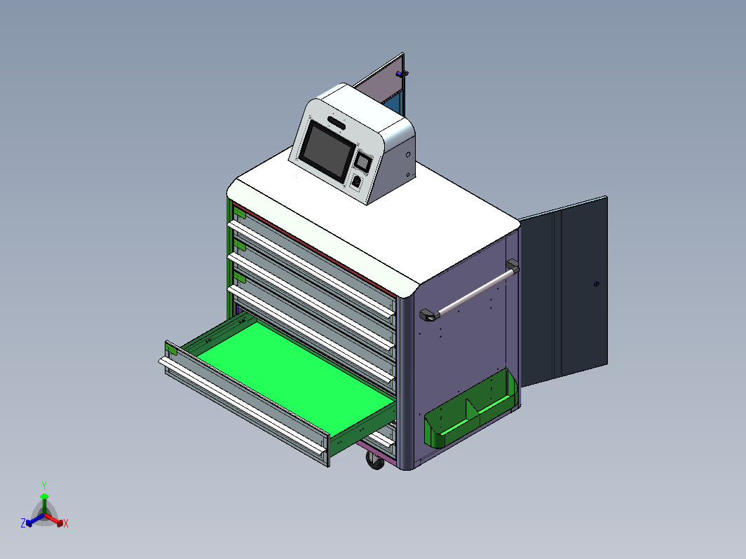 RFID工具车三维SW2021带参