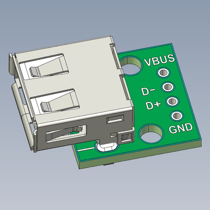 USB 2.0 A 母头转 DIP 2,54mm PCB 适配器板