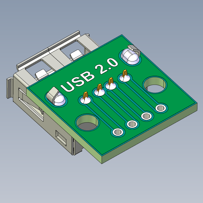 USB 2.0 A 母头转 DIP 2,54mm PCB 适配器板