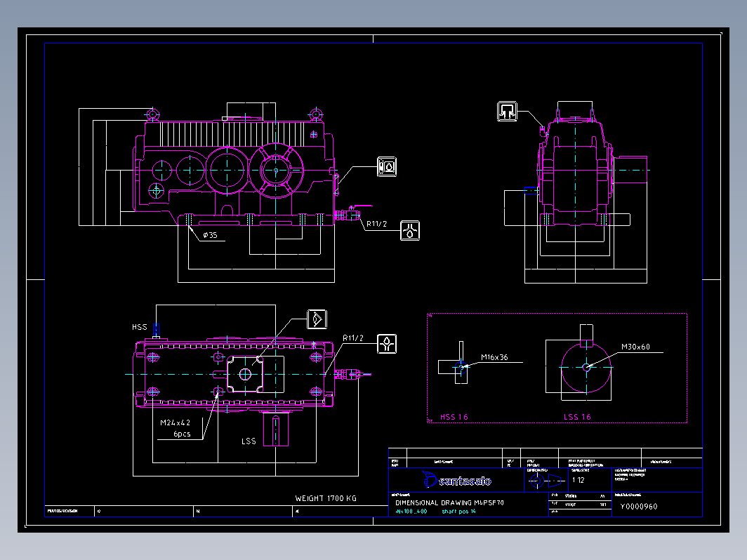 SEW三级硬齿面圆柱齿轮减速机外形图1