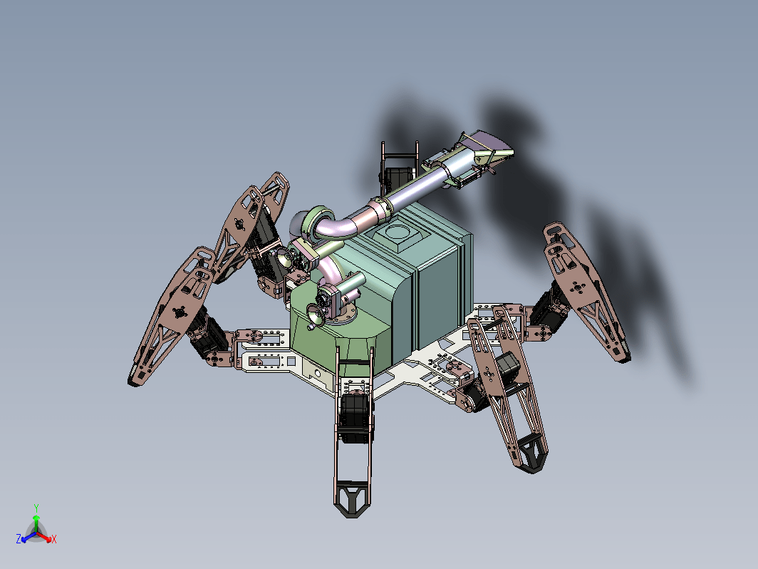 六足蜘蛛仿生机器人solidworks设计图机械设计素材