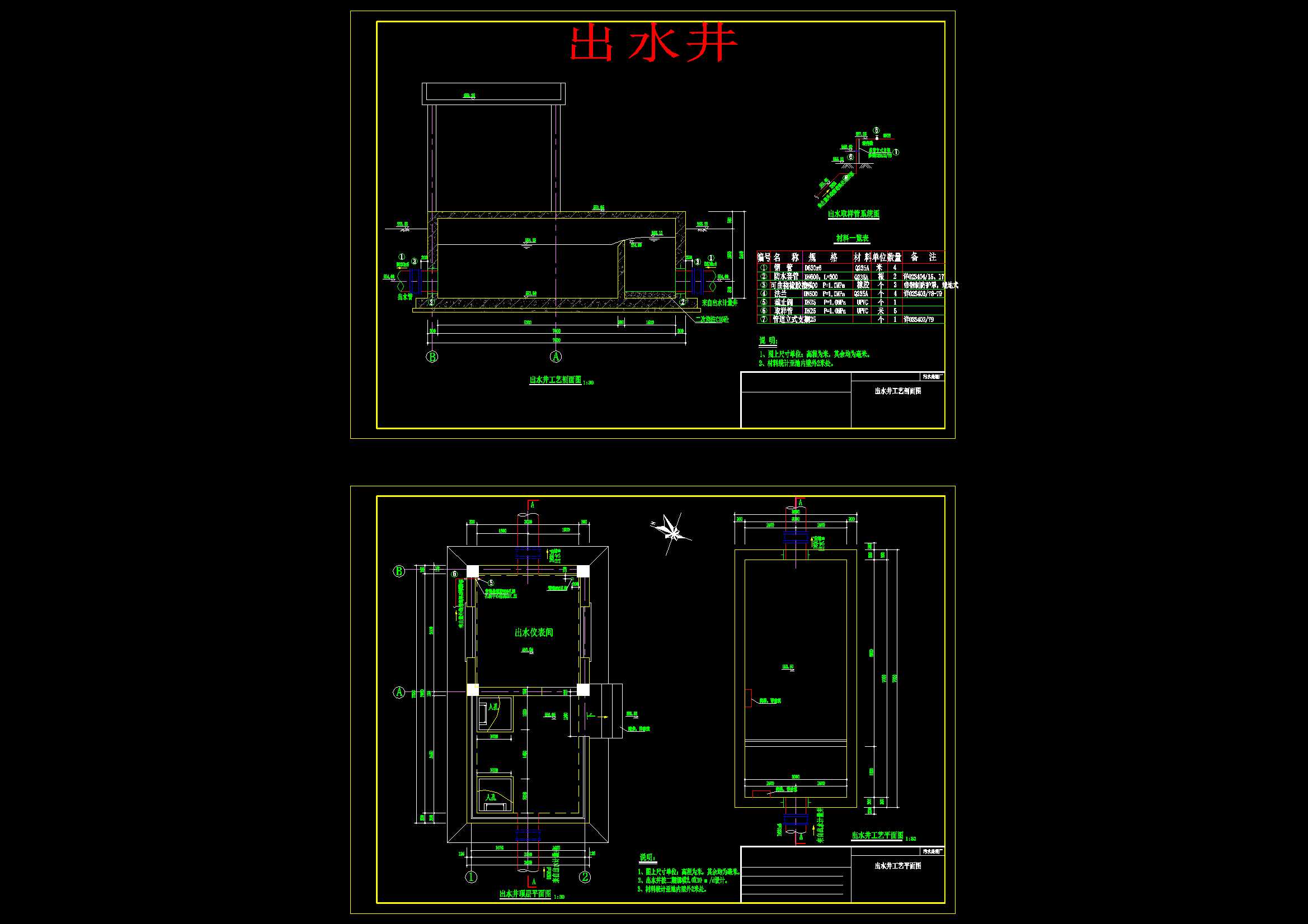 水解池改良型氧化沟纤维转盘滤池工业废水CAD