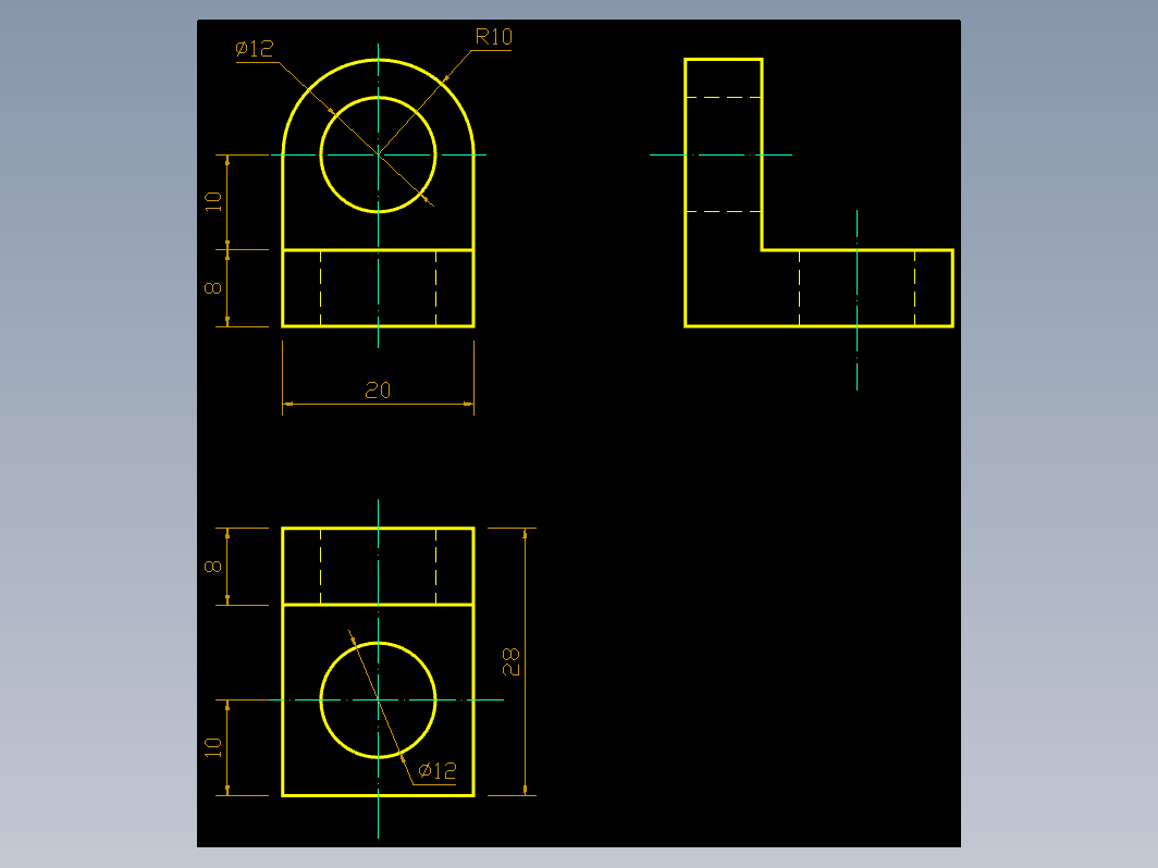 CAD机械零件图-三视图1