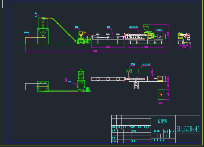 SHJ65B双螺杆挤出机布置图