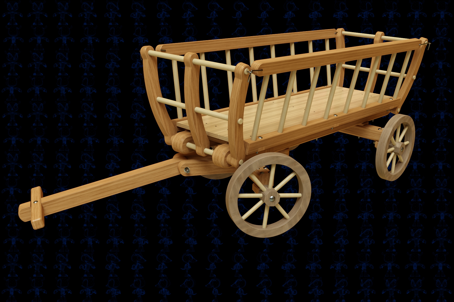 木制马车玩具模型3D图 多种格式