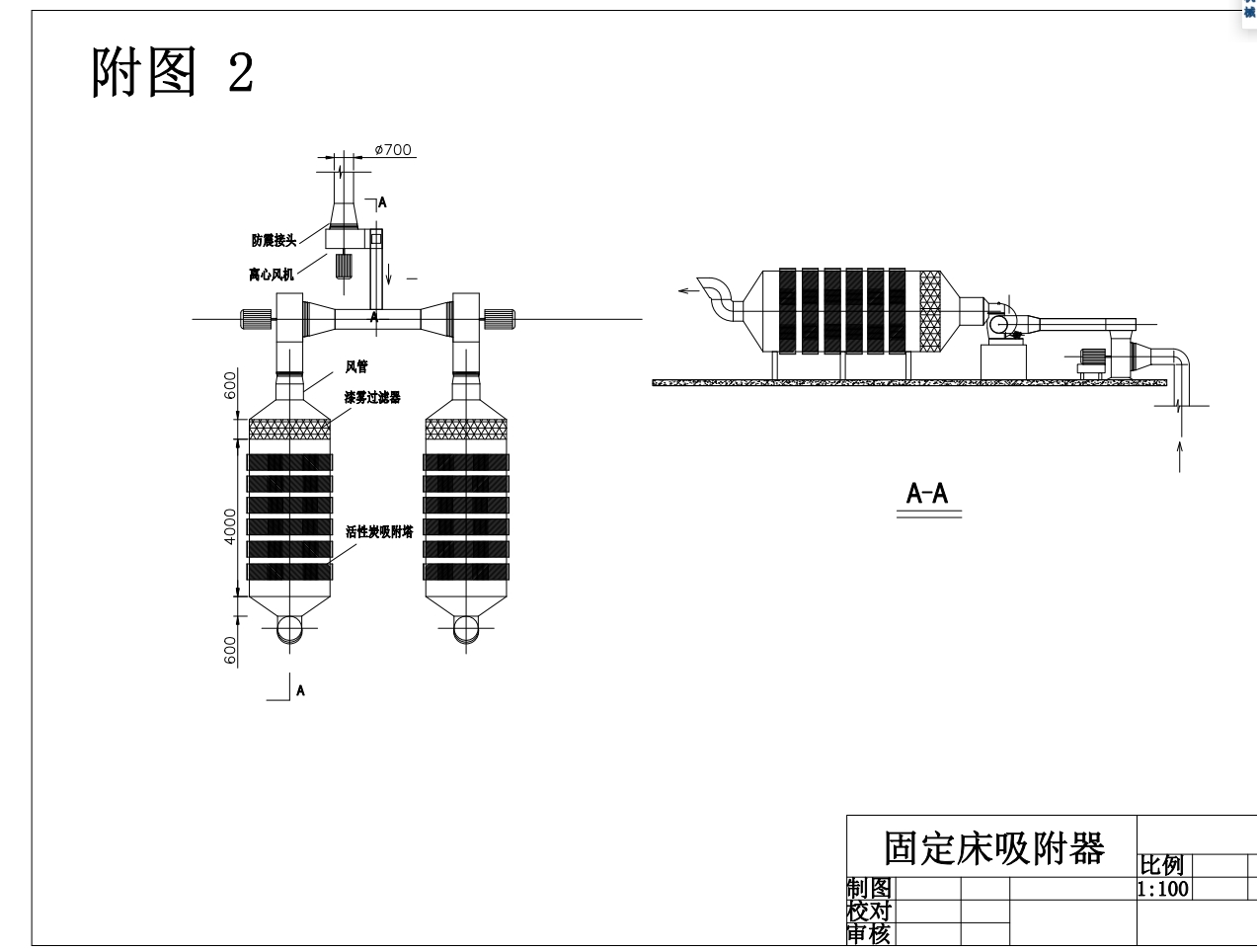 15000m3-h喷漆废气治理工程设计CAD+说明书