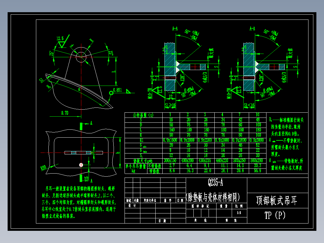 顶板式吊耳