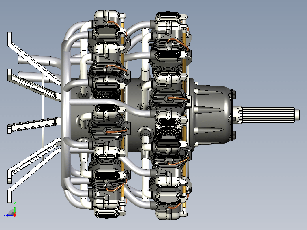 双星型18缸飞机引擎
