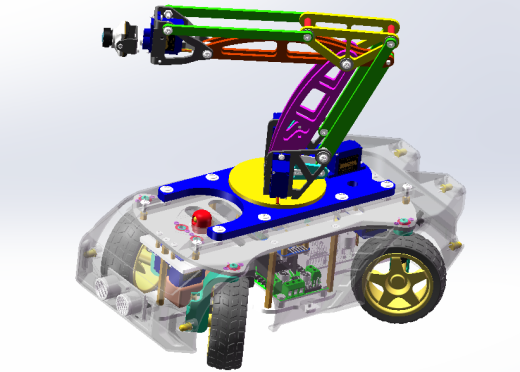 配机械臂的4转向4驱动小车3D数模图纸 Solidworks2021设计 附STEP缩略图
