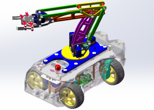配机械臂的4转向4驱动小车3D数模图纸 Solidworks2021设计 附STEP缩略图