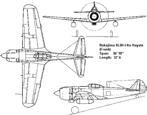 中岛Ki-84 Hayate单座战斗机