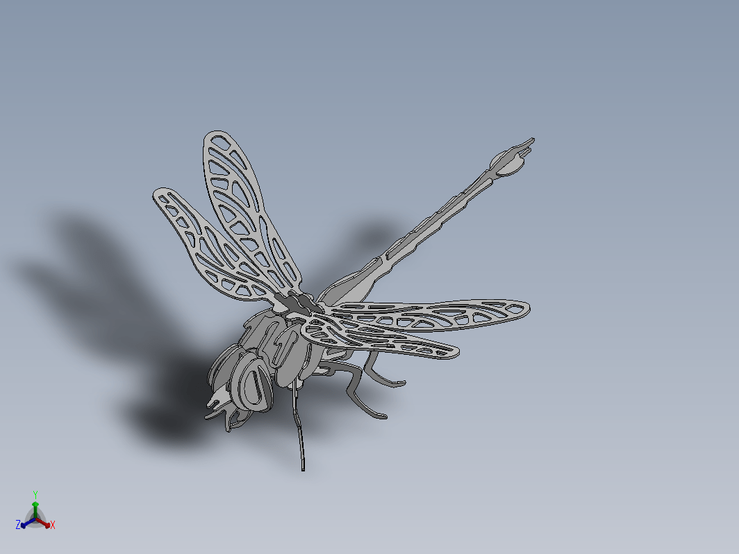 蜻蜓激光切割立体拼图图纸 cad格式 solidworks格式