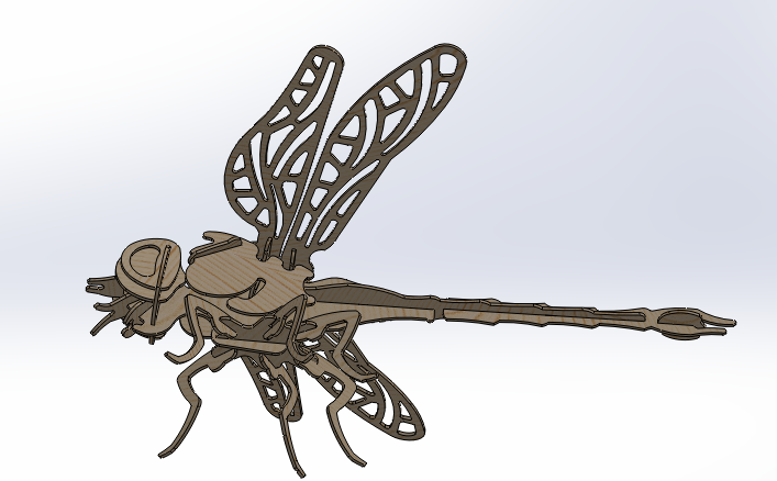 蜻蜓激光切割立体拼图图纸 cad格式 solidworks格式