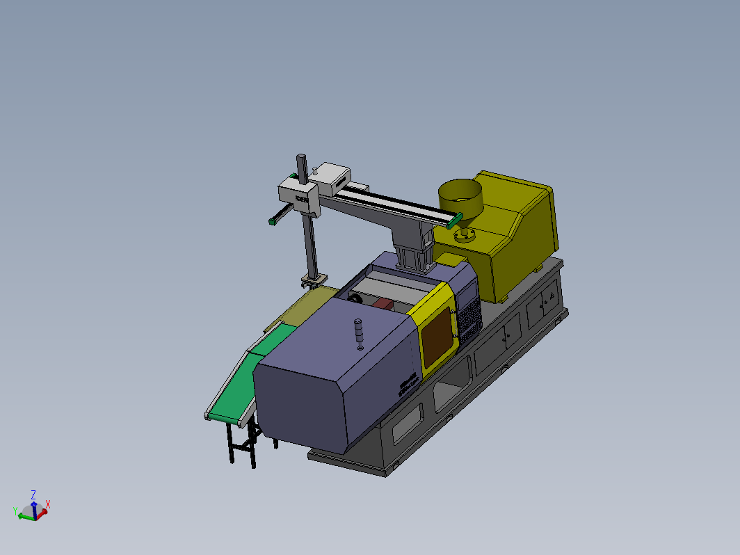 H250 注塑机带成型机械手3D图纸