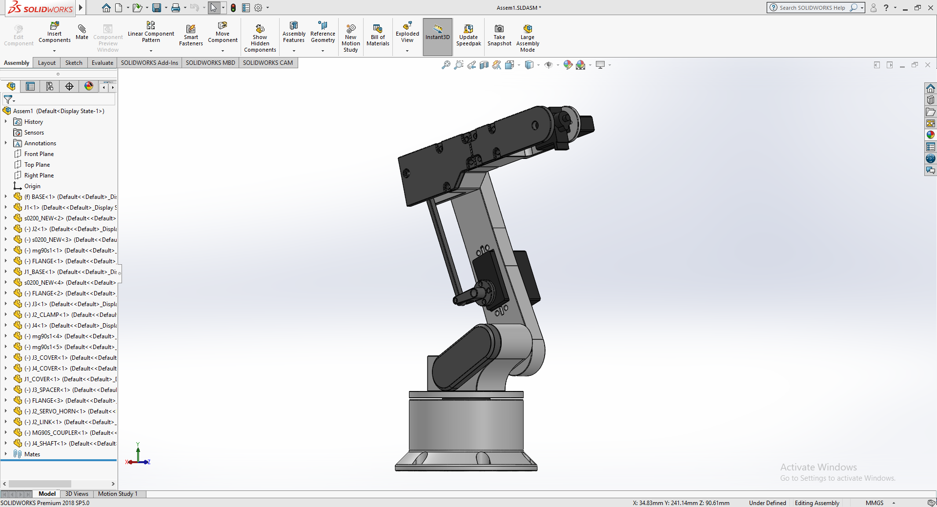 小型3D打印5自由度机械臂