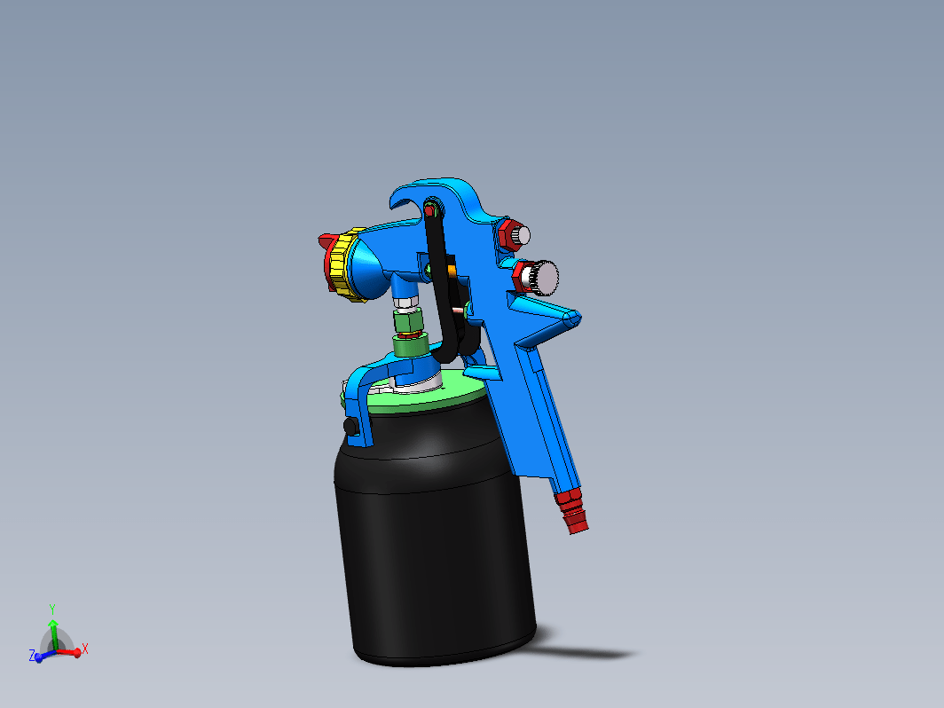 手持式气动喷枪系统结构设计三维SW2012带参+CAD+说明书