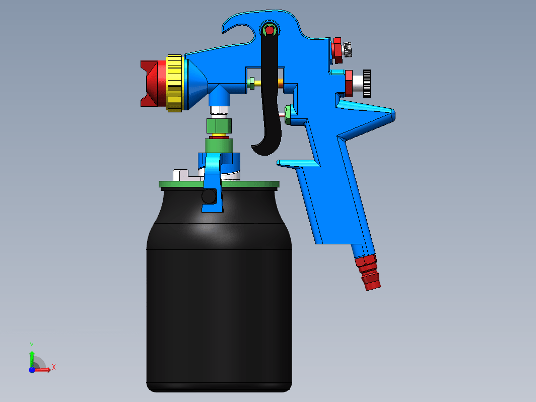 手持式气动喷枪系统结构设计三维SW2012带参+CAD+说明书