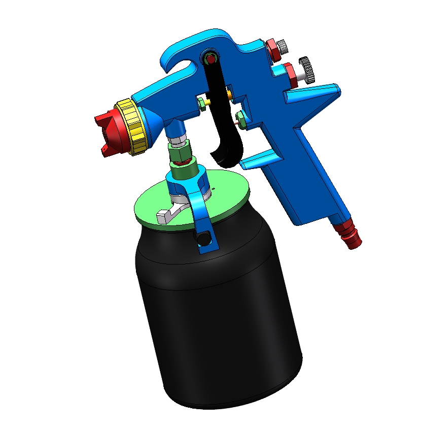 手持式气动喷枪系统结构设计三维SW2012带参+CAD+说明书