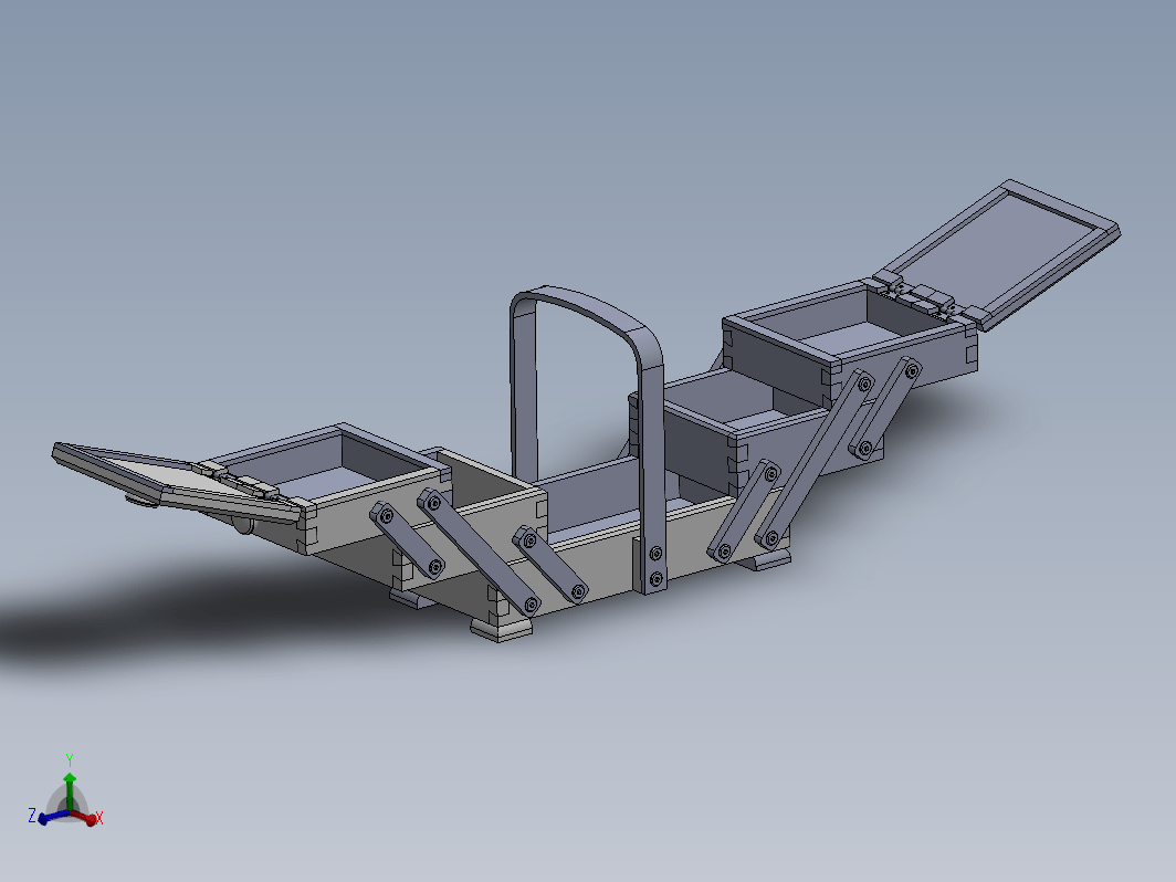 多层可折叠木盒结构3D图纸+Solidworks设计