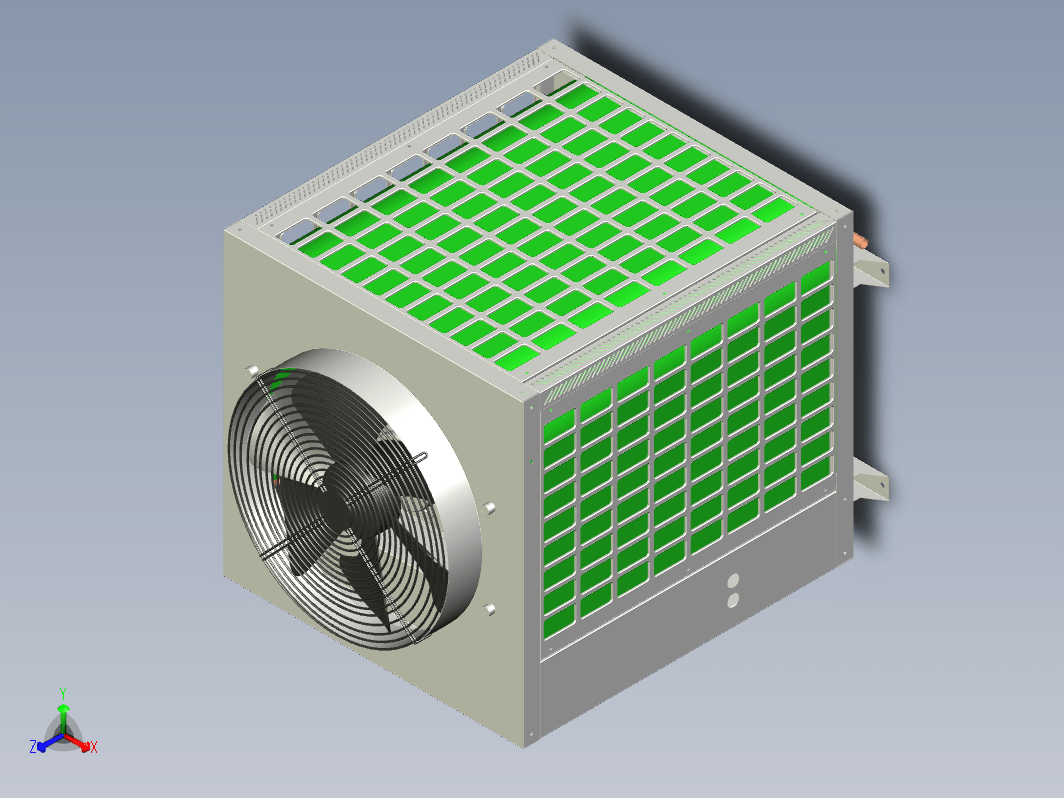 热泵机器3d建模，压缩机，冷凝器，蒸发器，节流装置，四通阀等零