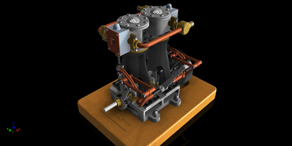 垂直双缸蒸汽发动机3D图纸