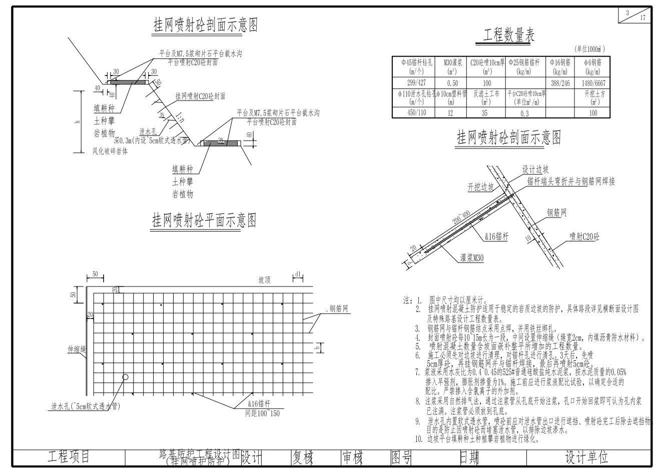 水土保持护坡及路基防护工程设计节点详图CAD