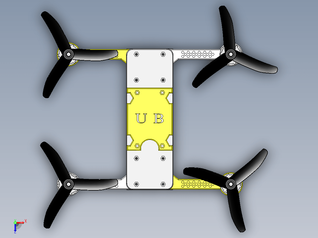 适合3D打印的简易四轴无人机框架