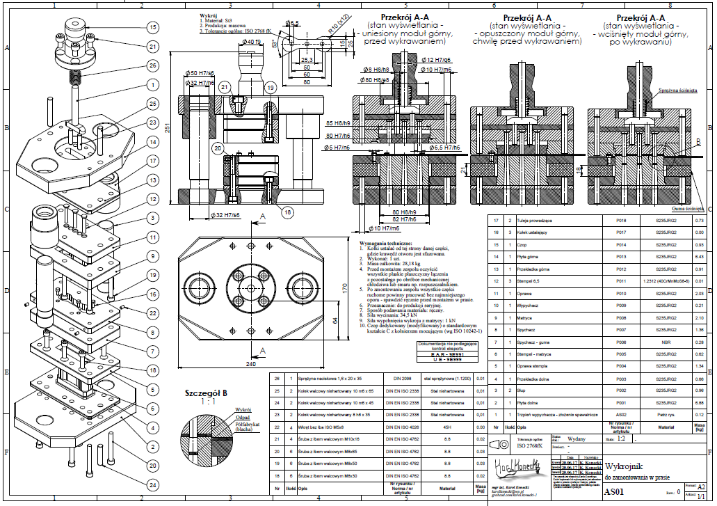 Punching Die冲模3D数模图纸 Solidworks设计附STEP IGS