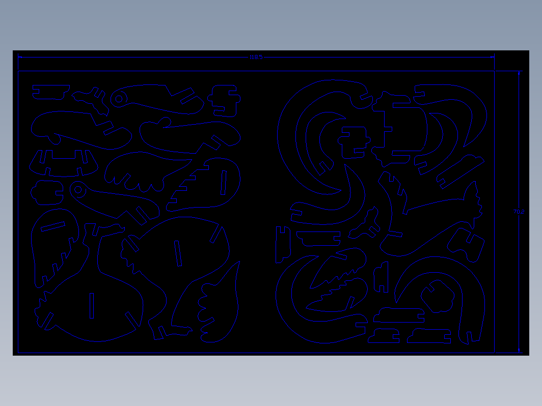 生肖鸡激光切割立体拼图图纸 cad dxf格式