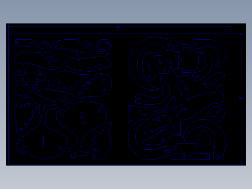 生肖鸡激光切割立体拼图图纸 cad dxf格式缩略图
